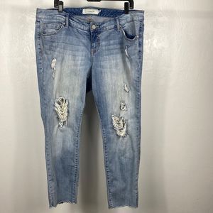 Torrid Distressed Mid Rise Raw Hem Distressed Skinny Jeans Size 16 R